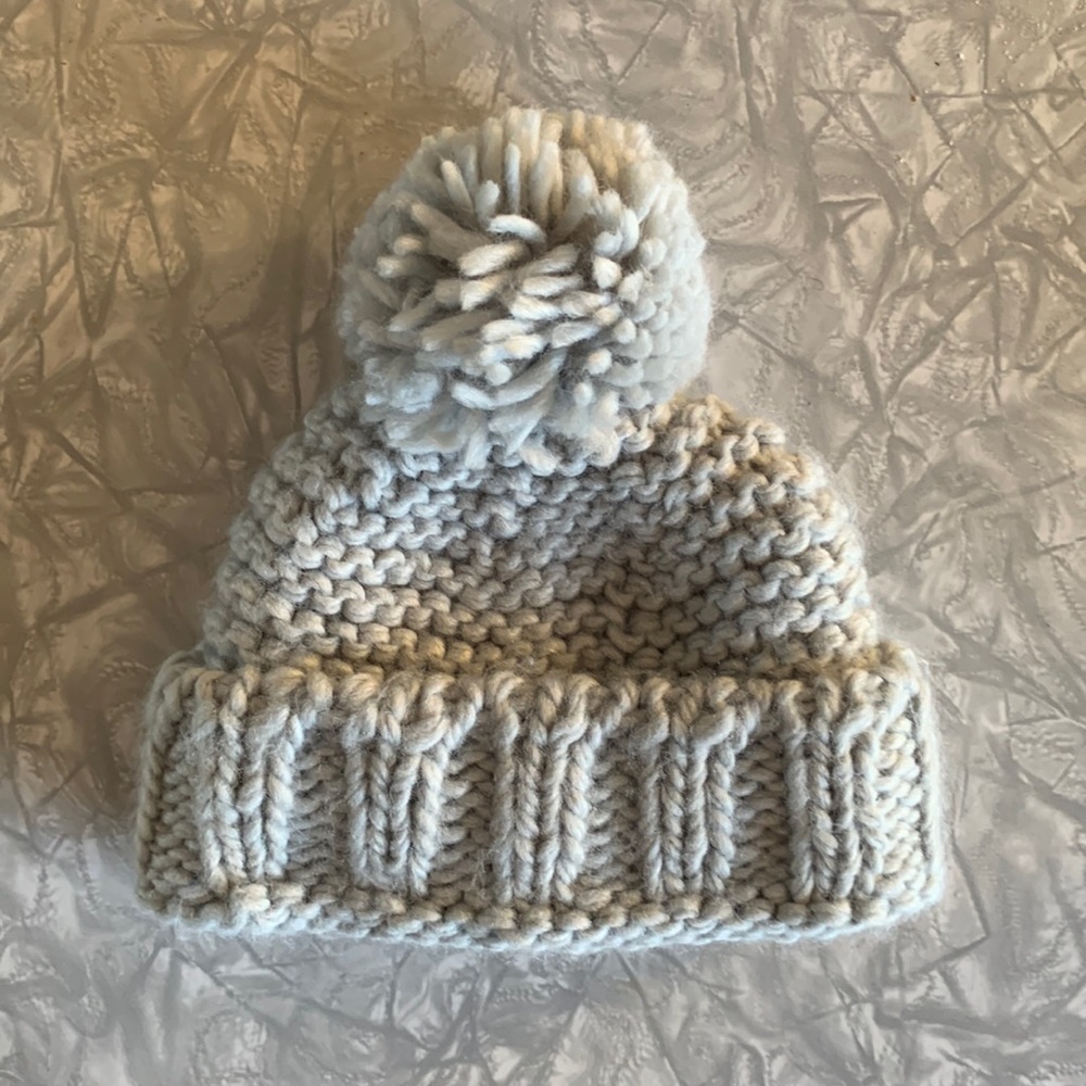 Icy Blue Baby Beanie with Pouf